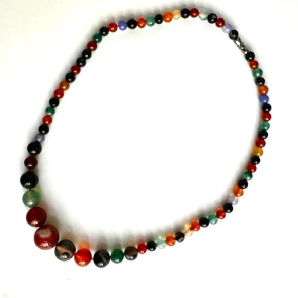 Dyed agate and carnelian necklace - Picture 14 of 14
